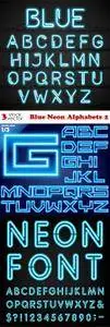 Vectors - Blue Neon Alphabets 2