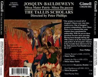 Peter Phillips, The Tallis Scholars - Josquin des Prés: Missa Mater Patris; Bauldeweyn: Missa Da pacem (2019)
