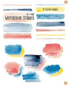 Creativemarket - Watercolor Vector Brush Strokes