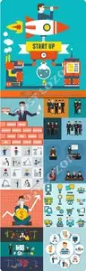 Templates flat business concept vector 10
