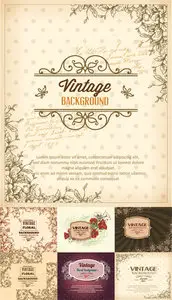 Vintage Floral Vector Illystrations Set 2