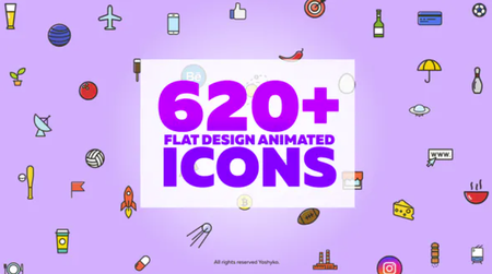 +620 Flat Design Animated Icons - Envato Elements