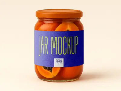 Papaya Jar Mockup - Realistic Glass Packaging Template for Branding and Design Presentation 17063...