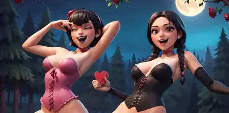 Mavis Dracula & Wednesday Addams (AI Generated)