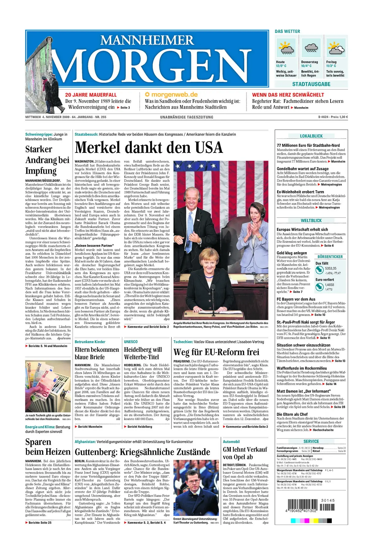 Mannheimer Morgen vom 4. November 2009