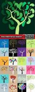 Vector Set calligraphic tree a background design element