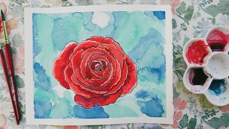 How To Paint Flowers With Watercolor | Red Roses