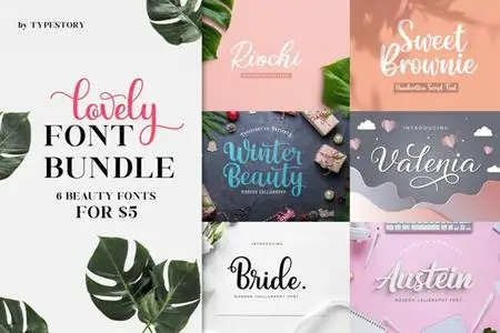 Lovely Font Bundle - 6 Premium Beauty Fonts