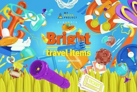 CreativeMarket - Bright Travel Items Scene Generator