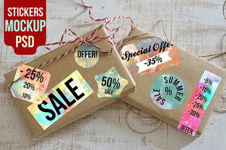 CreativeMarket - Boxes and Stickers Mockup-PSD