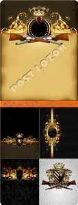 Ornate frame with coat of arms and design elements vector