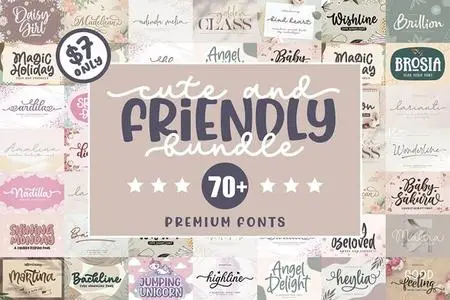 Cute and Friendly Fonts Bundle - 78 Premium Fonts
