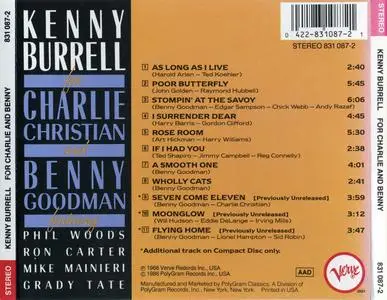 Kenny Burrell - For Charlie Christian and Benny Goodman (1986) {Verve 831 087-2 rec 1966-67}