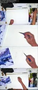 Watercolor Paint Realistic Snowy Trees & Bushes