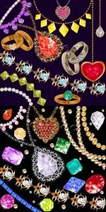 Vector - Diamant of differents colors and rings