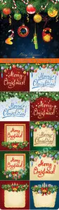 2016 Merry Christmas and Happy New Year vector background 16