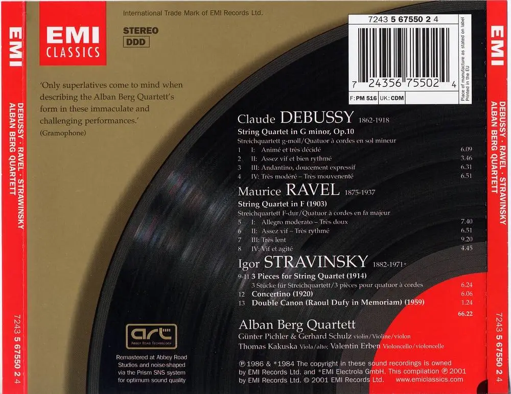 Alban Berg Quartett - Debussy, Ravel: String Quartets, Stravinsky: 3 Pieces, Concertino, Double Canon (2001)