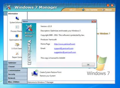 Yamicsoft Windows 7 Manager v2.1.5 (x86 / x64)