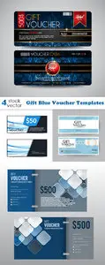 Vectors - Gift Blue Voucher Templates