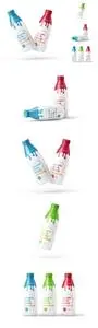 Plastic Yogurt & Milk Bottle Mockup Set 2