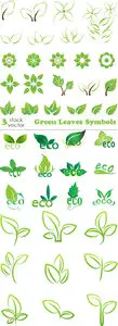 Vectors - Green Leaves Symbols