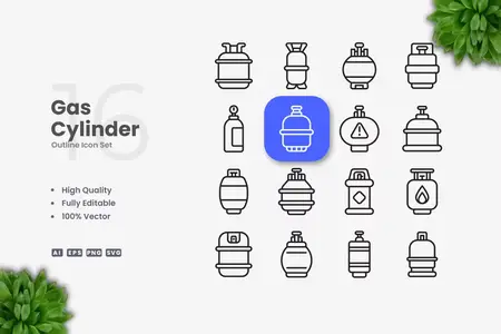 EE - Gas Cylinder Outline Icons PFDBZZJ
