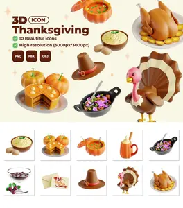 EE - Thanksgiving V.2  3D Icon Set YC76ZM9