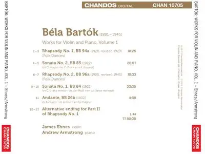 James Ehnes, Andrew Armstrong - Béla Bartók: Works for Violin and Piano, Volume 1: Sonatas and Rhapsodies (2012)