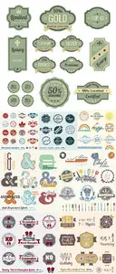 Stock: Vector Set Vintage Physics Class Labels and Icons