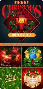 2013 Happy New Year and Merry Christmas holiday vector backgrounds set 3
