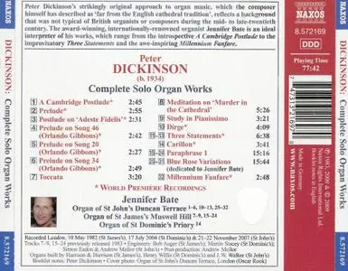 Jennifer Bate - Peter Dickinson: Complete Solo Organ Works (2009)