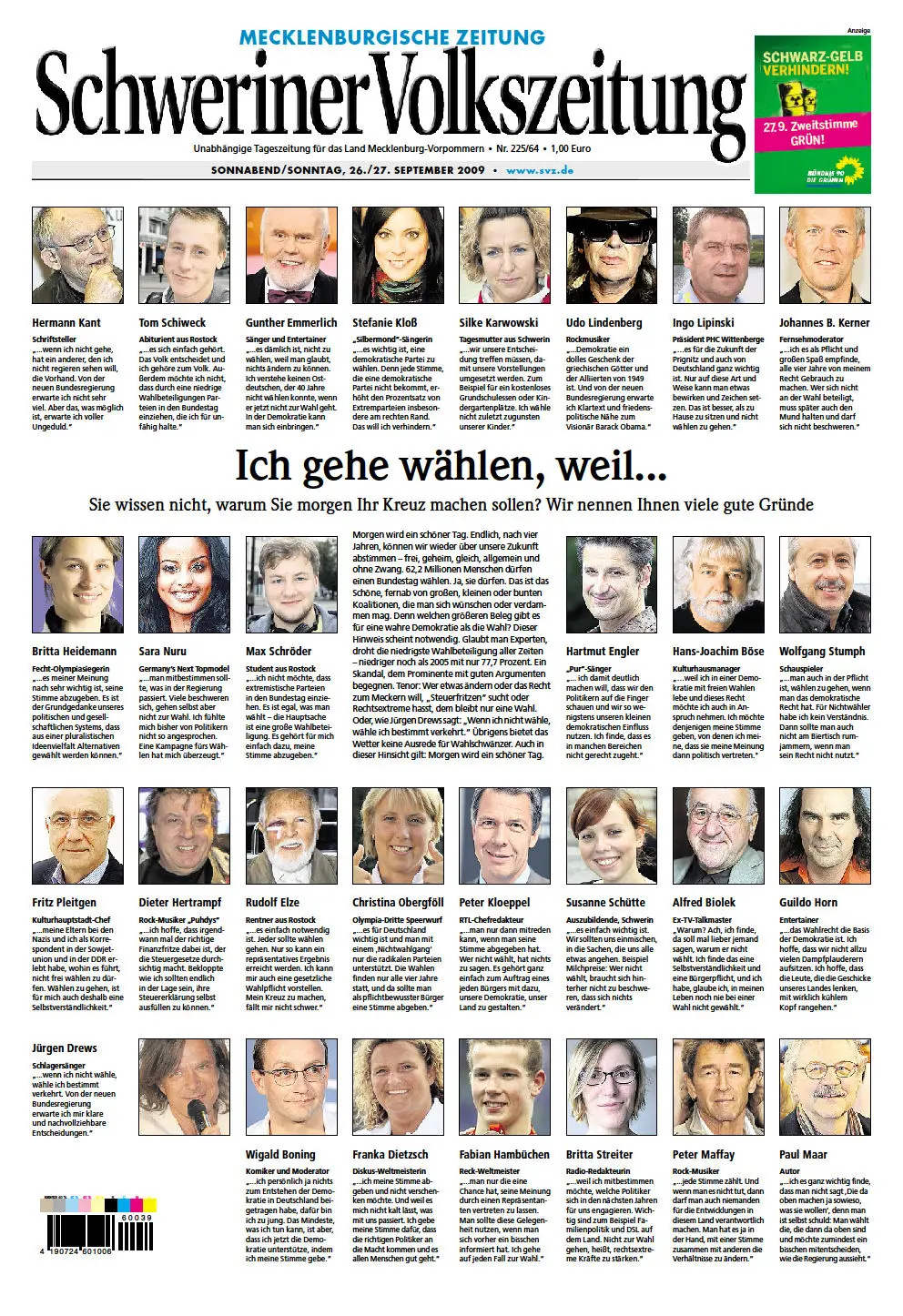 Schweriner Volkszeitung 26/27.09.2009