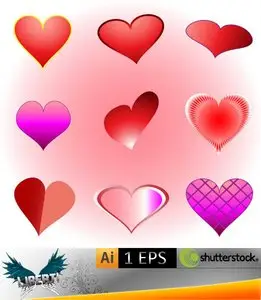 Vector set of a various hearts
