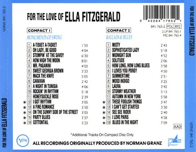 Ella Fitzgerald – For The Love Of Ella Fitzgerald (Comp. 1989) (Verve - Digitally Remastered By Dennis Drake) (2-CD)