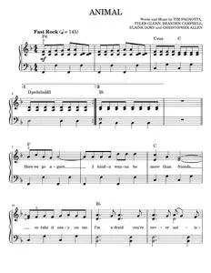 Animal - Glee Cast, Neon Trees (Easy Piano)