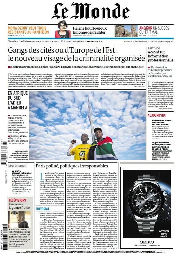Le Monde & Suppléments du Dimanche 15 et Lundi 16 Décembre 2013