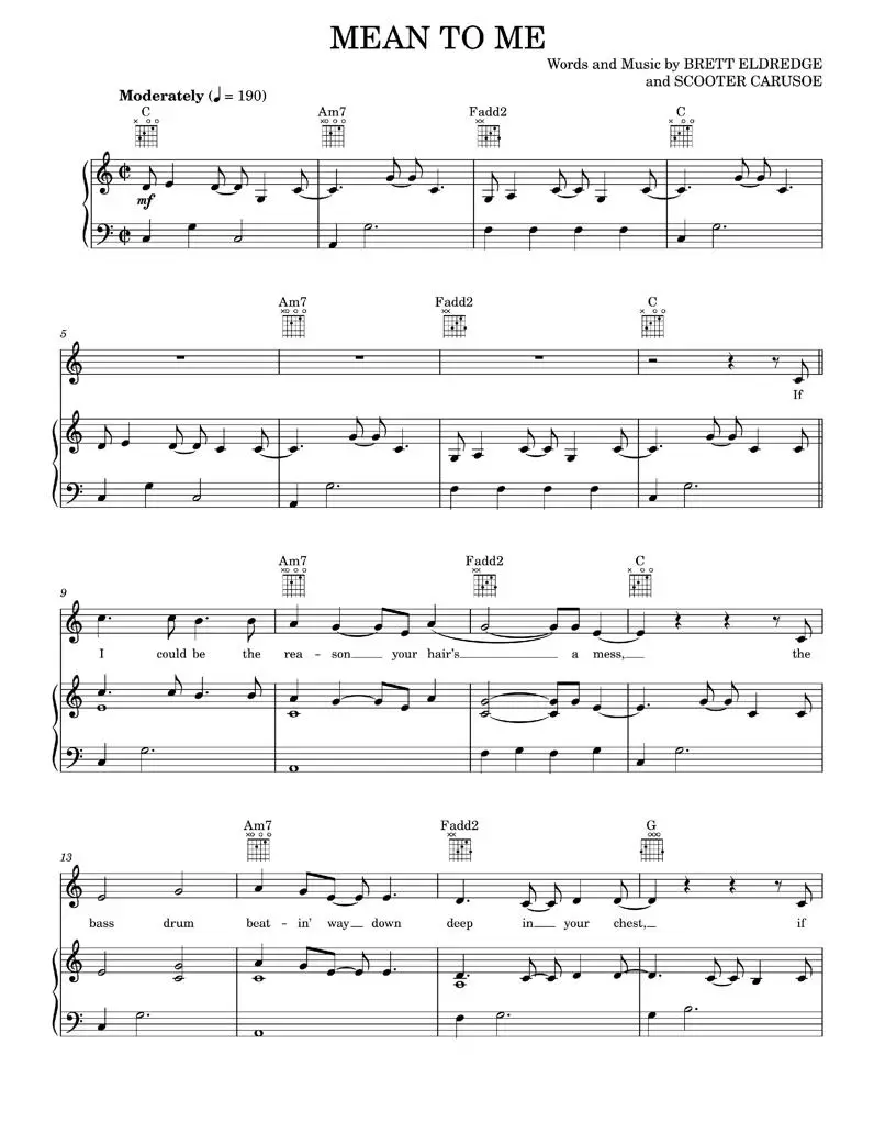 Mean to me - Brett Eldredge (Piano-Vocal-Guitar)