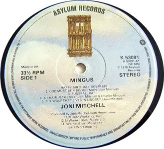 Joni Mitchell: Mingus - Asylum Records UK Pressing - 24/96 rip to redbook 