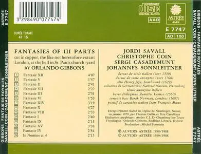 Jordi Savall, Christophe Coin, Sergi Casademunt, Johannes Sonnleitner - Orlando Gibbons: Fantaisies Royales (1988)