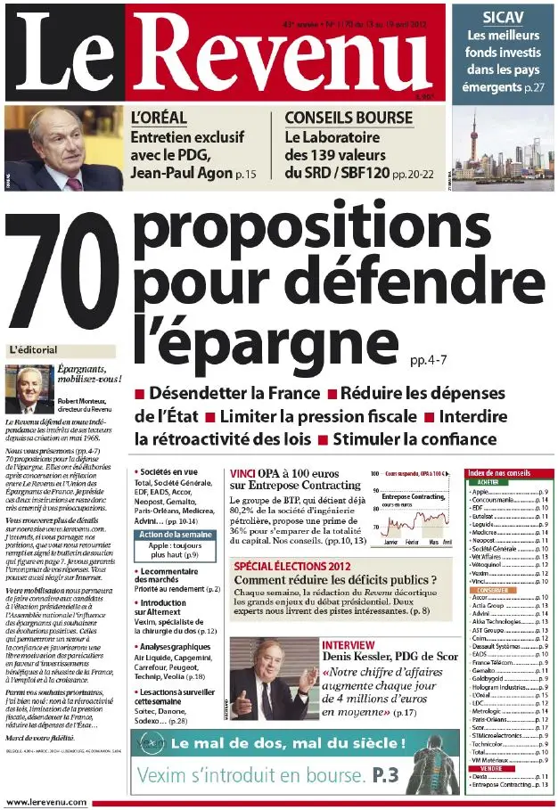 Le Revenu Hebdo Bourse 1170 - 13 au 19 Avril 2012