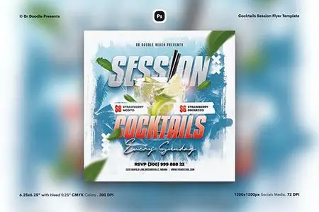 Cocktails Session Flyer PSD