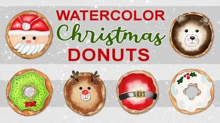 Watercolor Christmas Donuts
