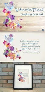Creativemarket - Watercolor Floral Quote Art + Clip Art