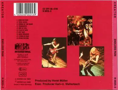 Kreator - Endless Pain (1985) [1988, Noise N 0025-3, Germany]