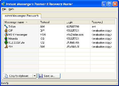 Instant Messengers Password Recovery Master 1.0.0.3