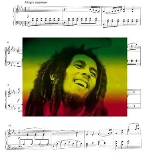Bob Marley Sheet Music For Piano+Lyrics (+Guitare)