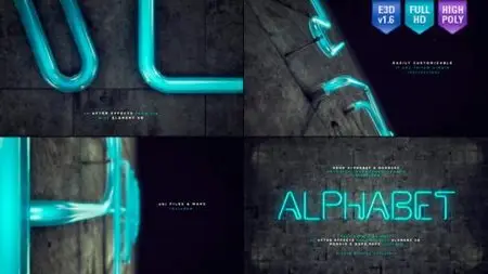 Neon Alphabet & Numbers - After Effects Project (Videohive)
