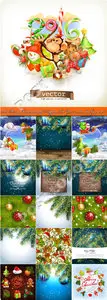 2016 Merry Christmas and Happy New Year vector background 2