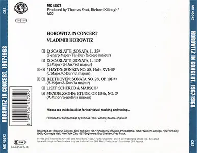 Vladimir Horowitz - Horowitz In Concert - 1967-1968 (CD ReIssue 1989)