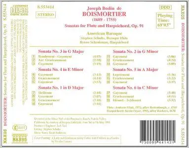 Byron Schenkman, Stephen Schultz, American Baroque - Boismortier: Sonatas for Flute and Harpsichord, Op. 91 (2005)